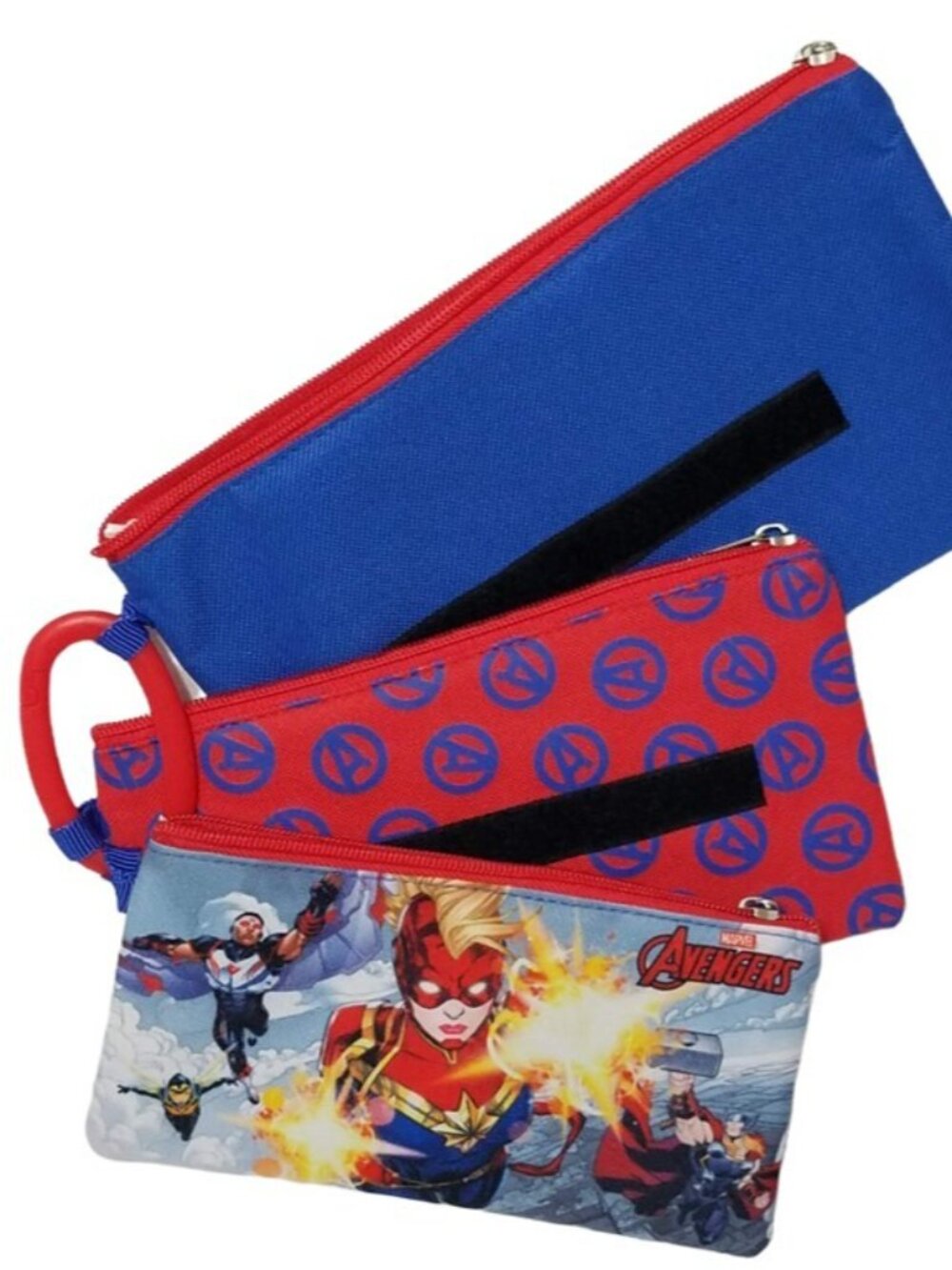 Marvel Avengers 3-Layer Zipper Travel Cosmetic Pencil Case Pouch Set NWT